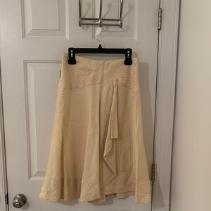 DKNY Cream A-Line Women's Skirt Linen Silk